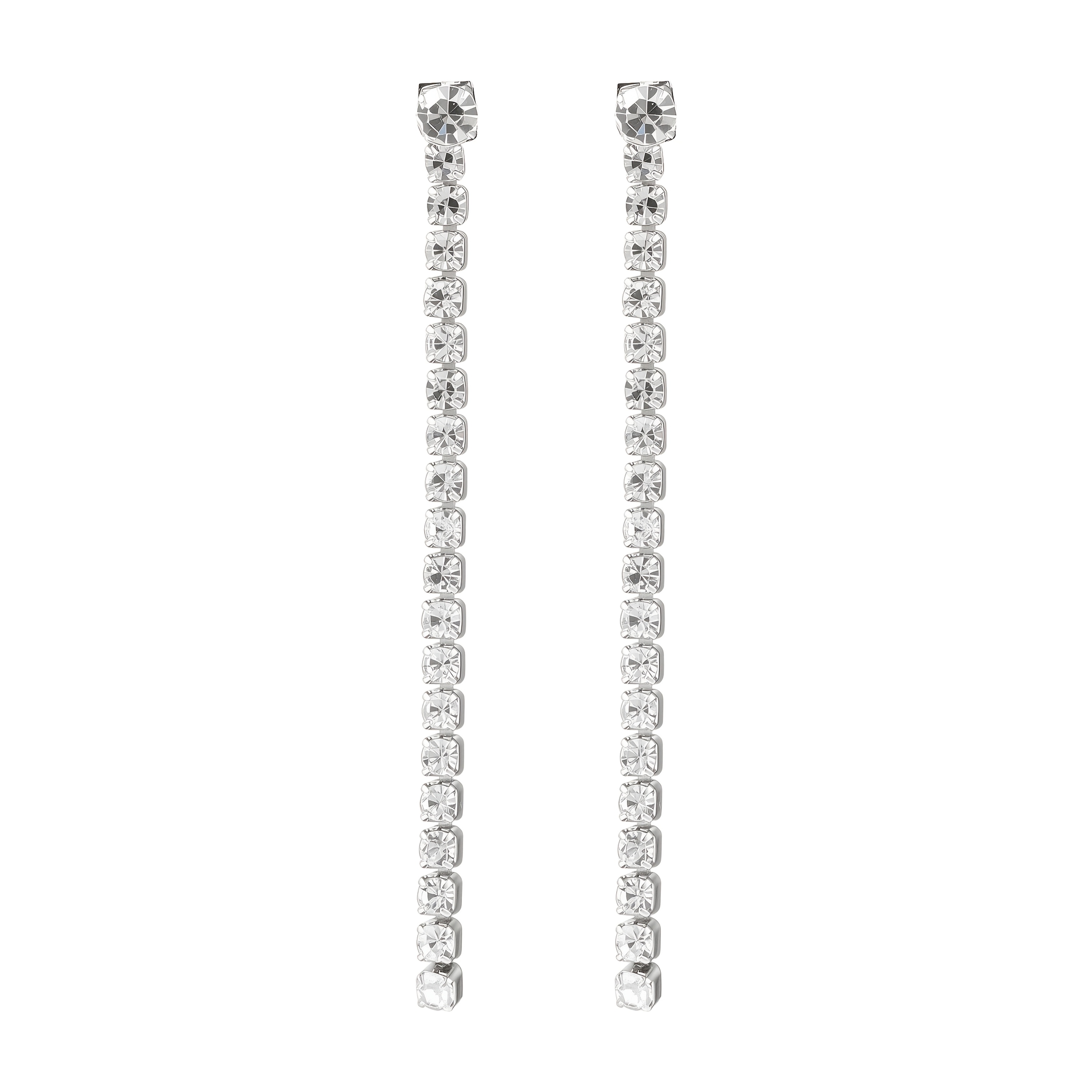Women's Trendy Long Tassel Zirconia Stud Earrings, 12 Colors Available